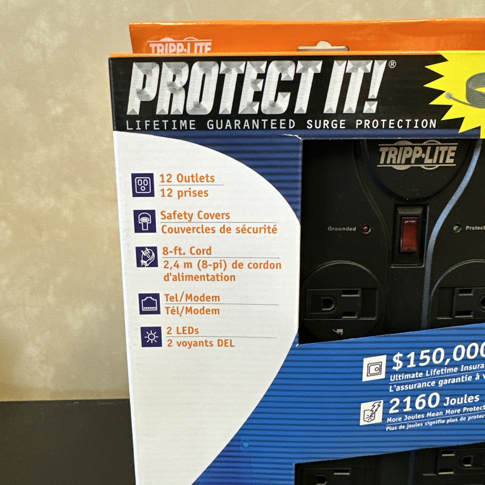 Tripp Lite Power Outlet Strip 12 Outlets 120 VAC15 Amps 8ft Cord TLP1208TEL