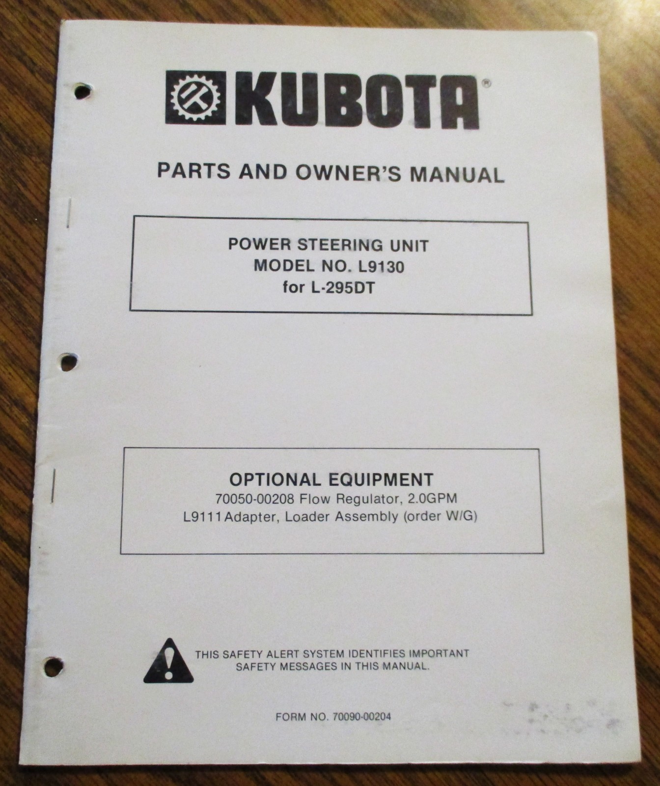 Kubota L9130 Power Steering Unit Operator Owners Parts Manual for L295DT Tractor