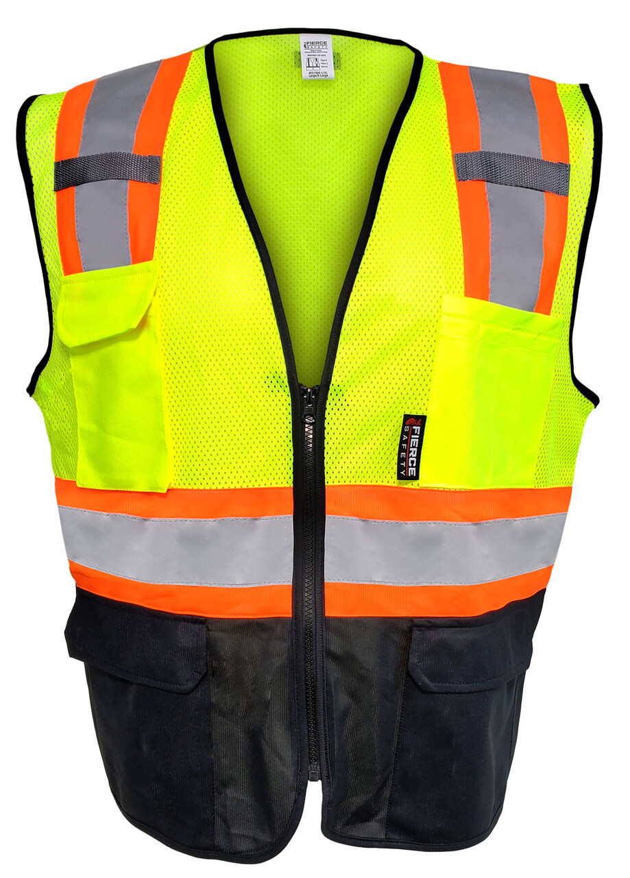 Fierce Safety Surveyors Class 2 Meshed Vest with Orange Trim and Black Bottom
