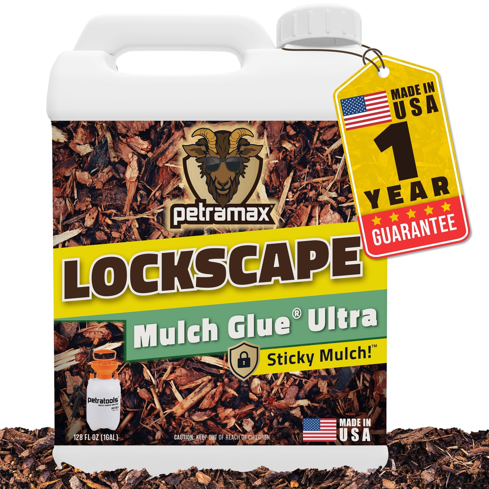 Lockscape Sticky Mulch Glue for Landscaping 1 Gallon – Lasts Up to 2 Years,