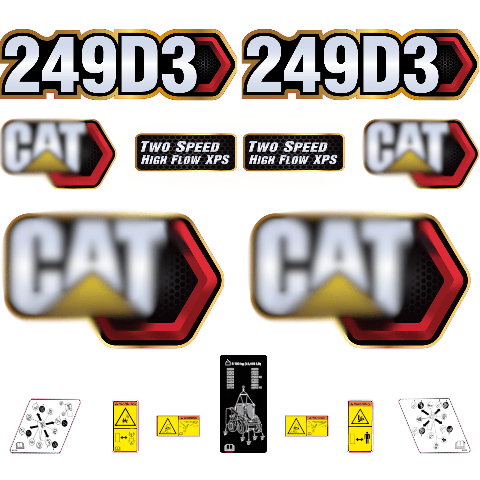 Compatible with 249D3 Decal Kit Skid Steer Stickers – Free Shipping – 3M Vinyl