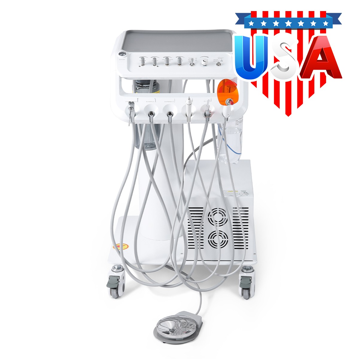 Dental Delivery Unit Rolling Cart Air Compressor Suction 4H /Lubrication System