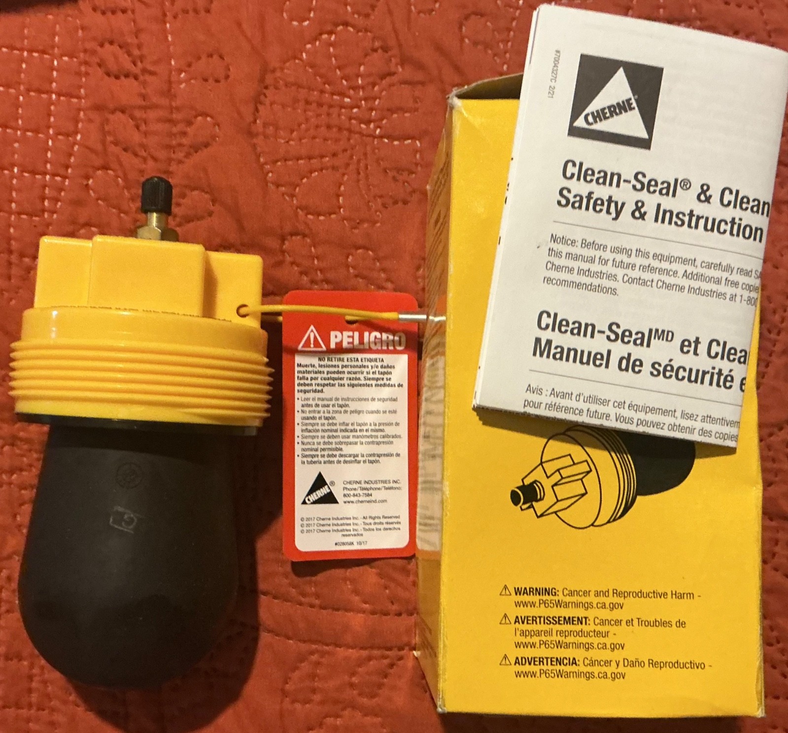 NEW Cherne Industries 271-713 3″ Clean Seal Plug Fitting Black and Yellow 35Psi