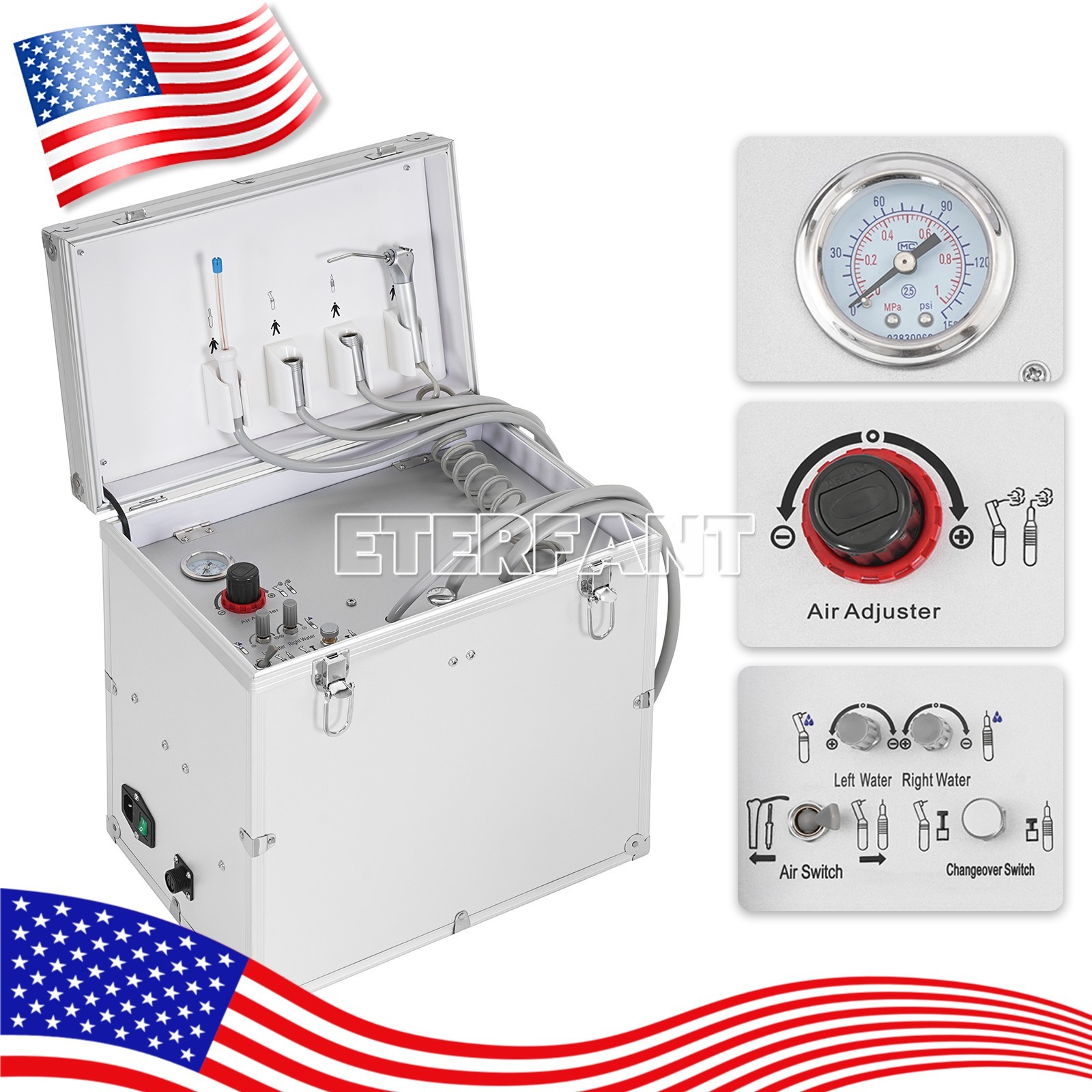 Dental Unit System/Mobile Delivery Cart Treatment/Air Compressor Suction System