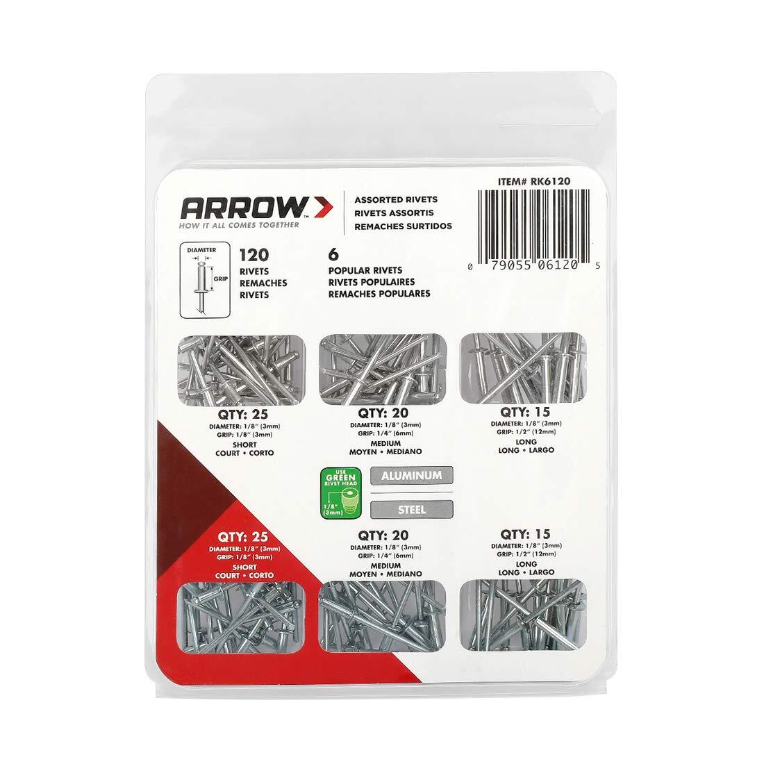Arrow Heavy Duty Riveter Kit Professional Pop Rivet Gun with Assorted 120 Rivets