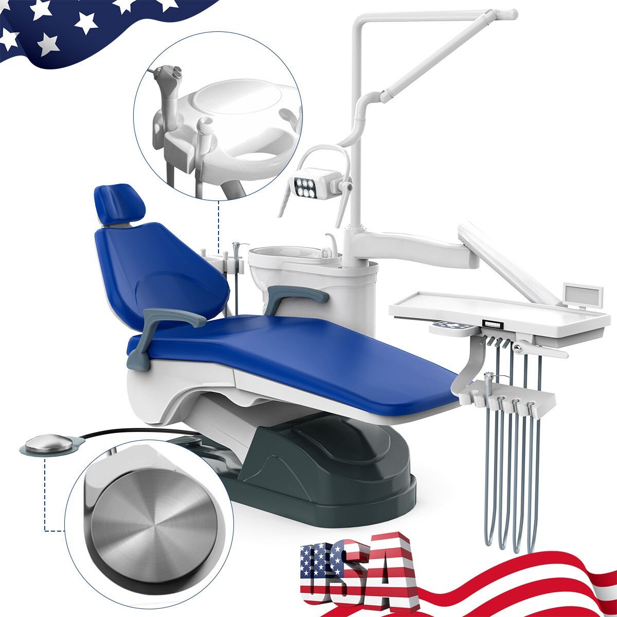 Dental Examination Chair Unit PU Leather Computer Controlled Motor +Doctor Stool
