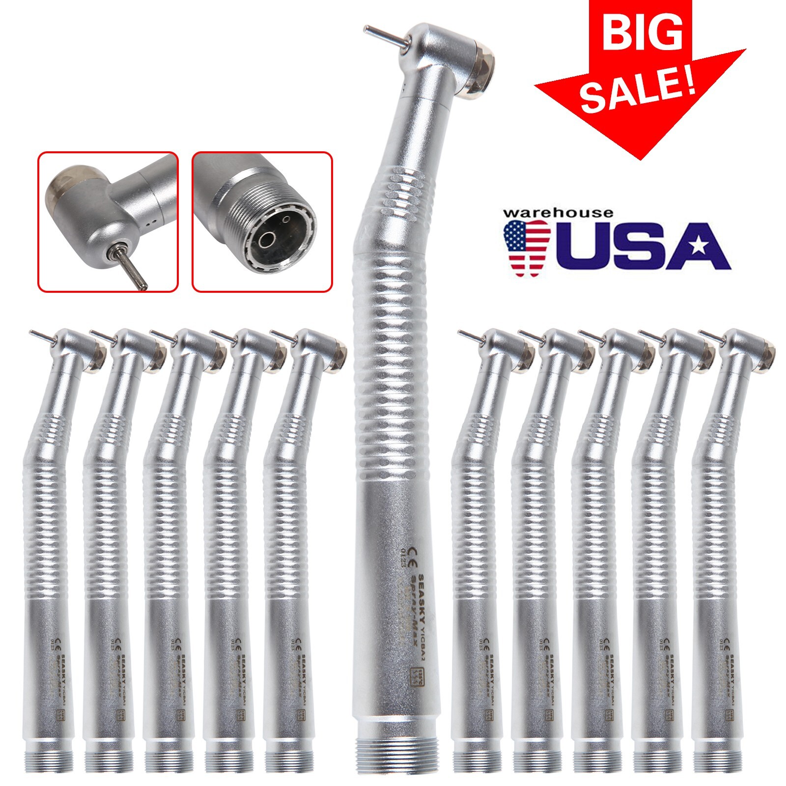 10 Pcs NSK Style Dental High Speed Push Button Turbine Handpiece 2 Hole Y1BA2