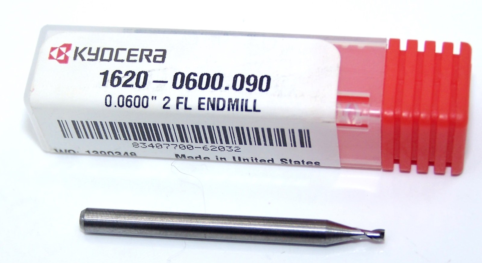 1620-0600.090 Kyocera 0.060″ Carbide 2 Flute End Mill Stub Length SQ 0.0600″ Dia