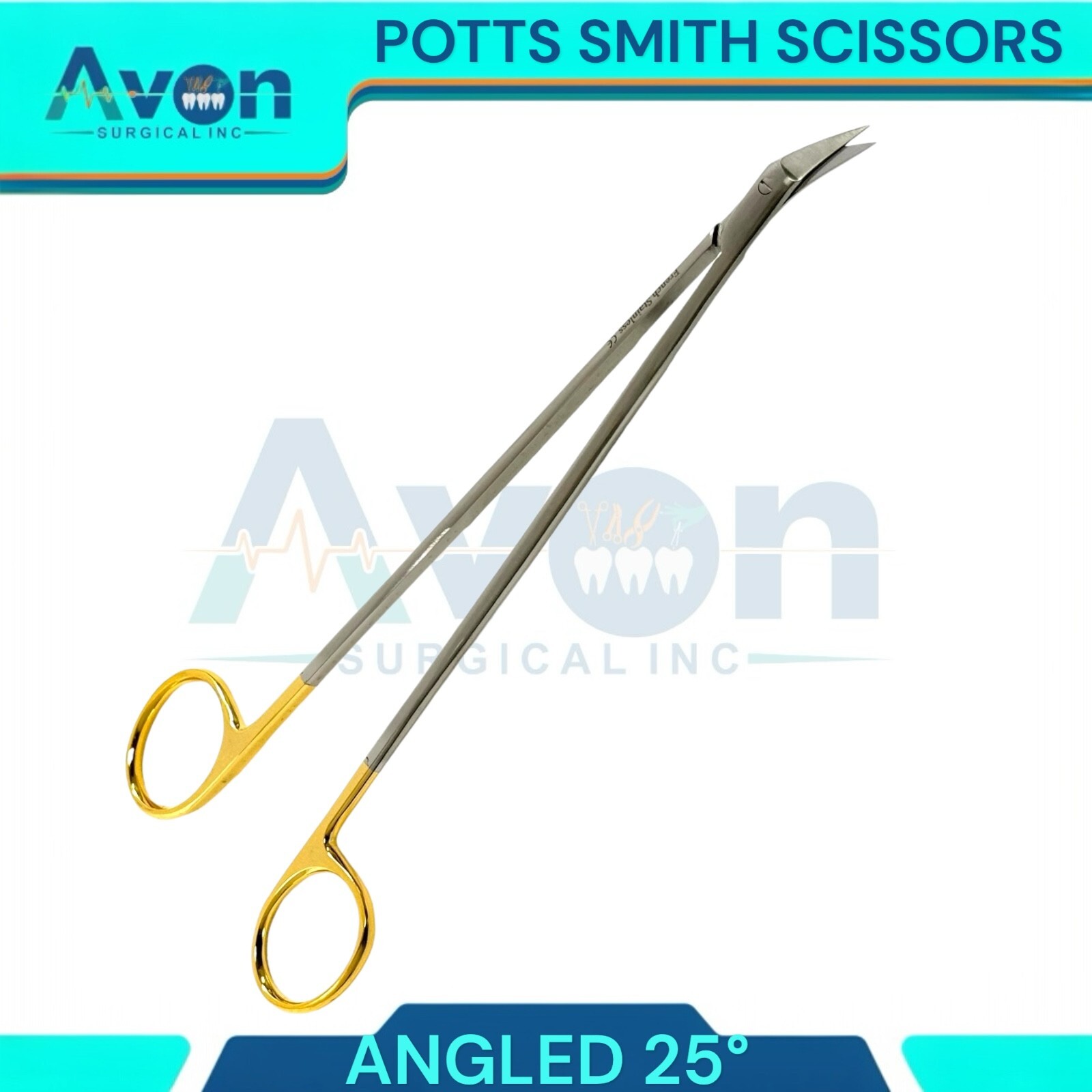 3pcs Set – Potts Smith Vascular Scissors, 25°, 90°, 125°, Angled Blades, Sharp