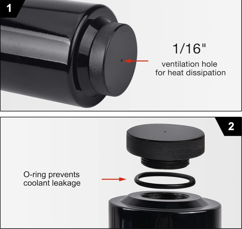 Depósito de expansión de refrigerante 800 ml de aluminio universal negro, Nuevo