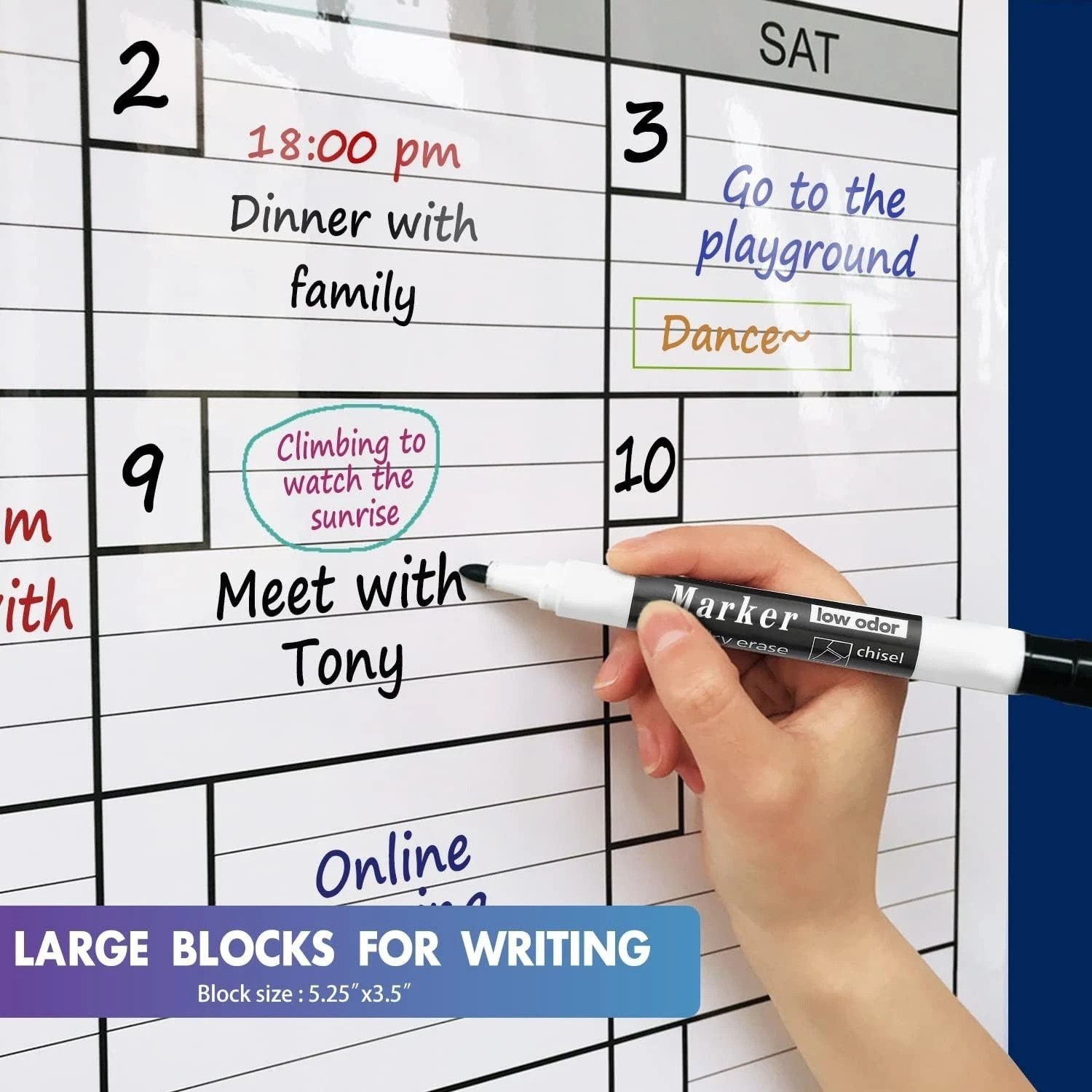 Wall-Mounted Extra Large Dry Erase Calendar: Includes Weekly & Yearly Planners