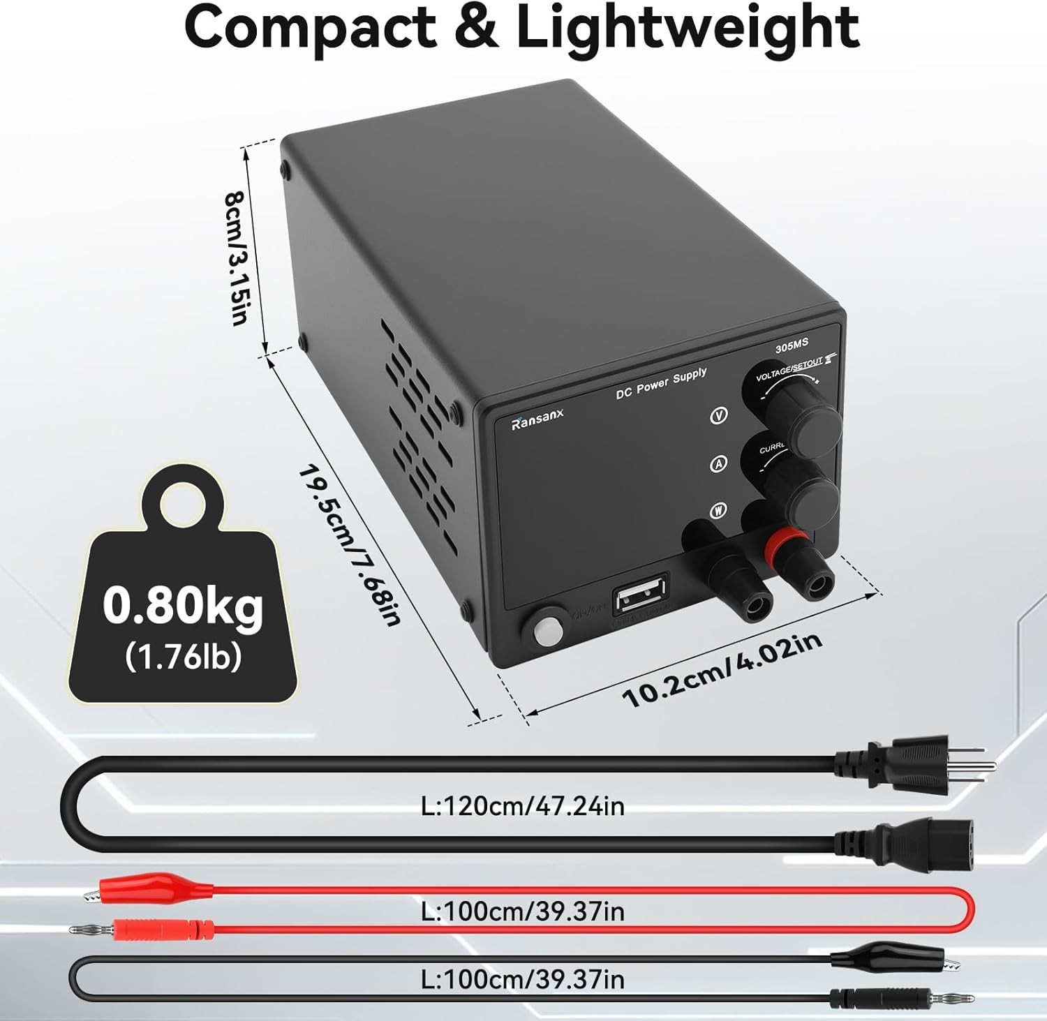 Adjustable 0-30V 5A DC Power Supply Variable Regulated Lab 4-Digits LED Display