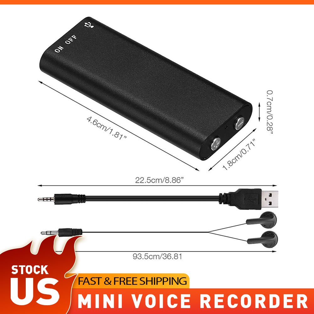 Voice Spy Digital Activated Recorder Mini Audio Hidden Dictaphone 16GB Device