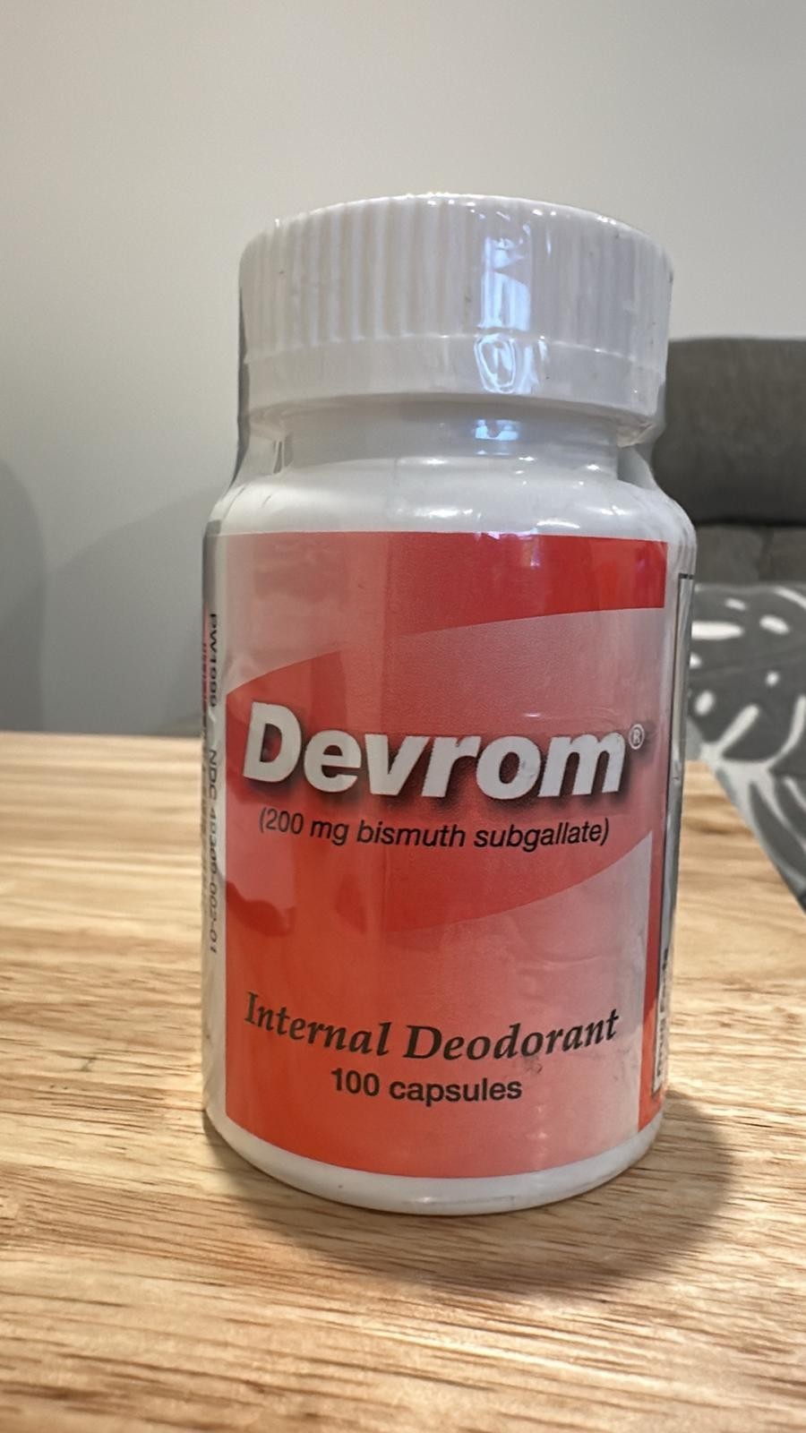 DEVROM 200mg Internal Deodorant Capsules – 100 Count for Odor Control