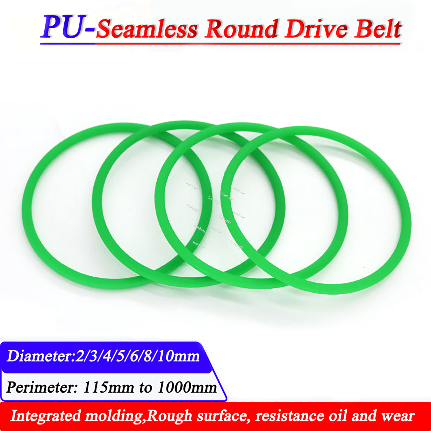 PU Solid Round Belt Polyurethane Close Loop Drive Belting Dia: 2/3/4/5/6/8/10mm