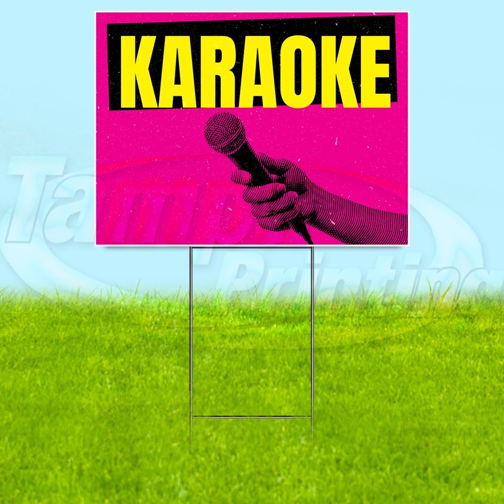 KARAOKE 18×24 Yard Sign Singing Fun Plastic Corrugated WITH STAKE USA YS07757
