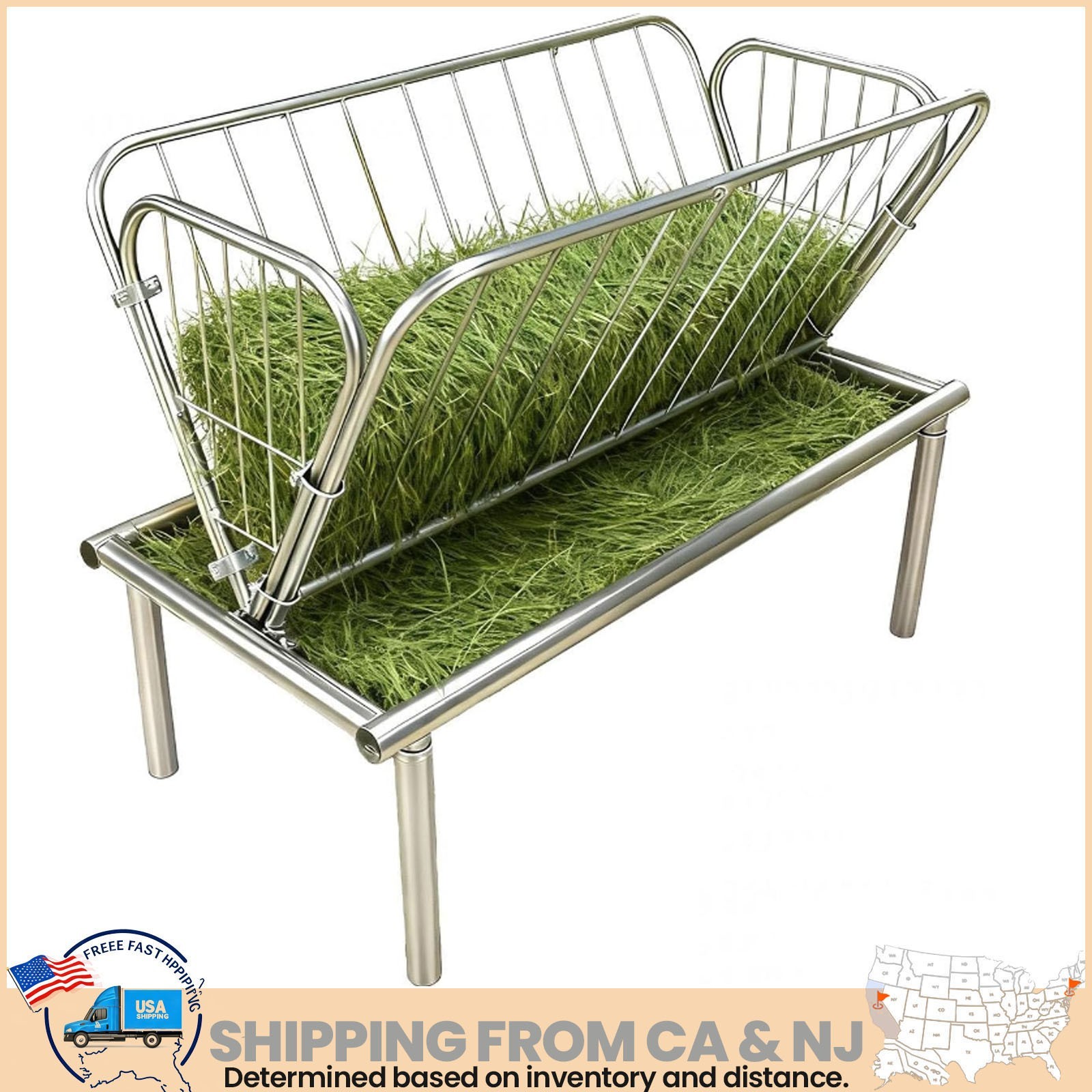 Livestock Hay Feeder 2 in 1 Grain & Hay Feeder, Pasture Feed Trough for Farm