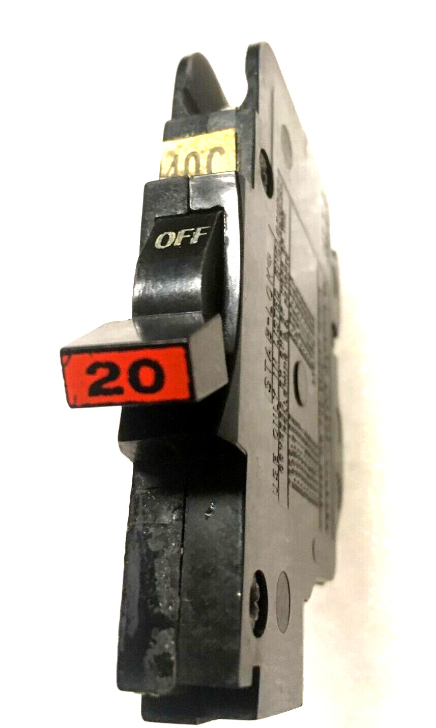 NC120 FPE 20 Amp 1 Pole Stab-Lok «Thin» Federal Pacific Breakers NC20 RED