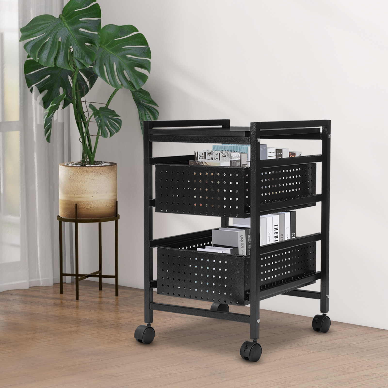 Modern File Storage Drawer Carts File Storage Organizer On Wheels For Bedroom