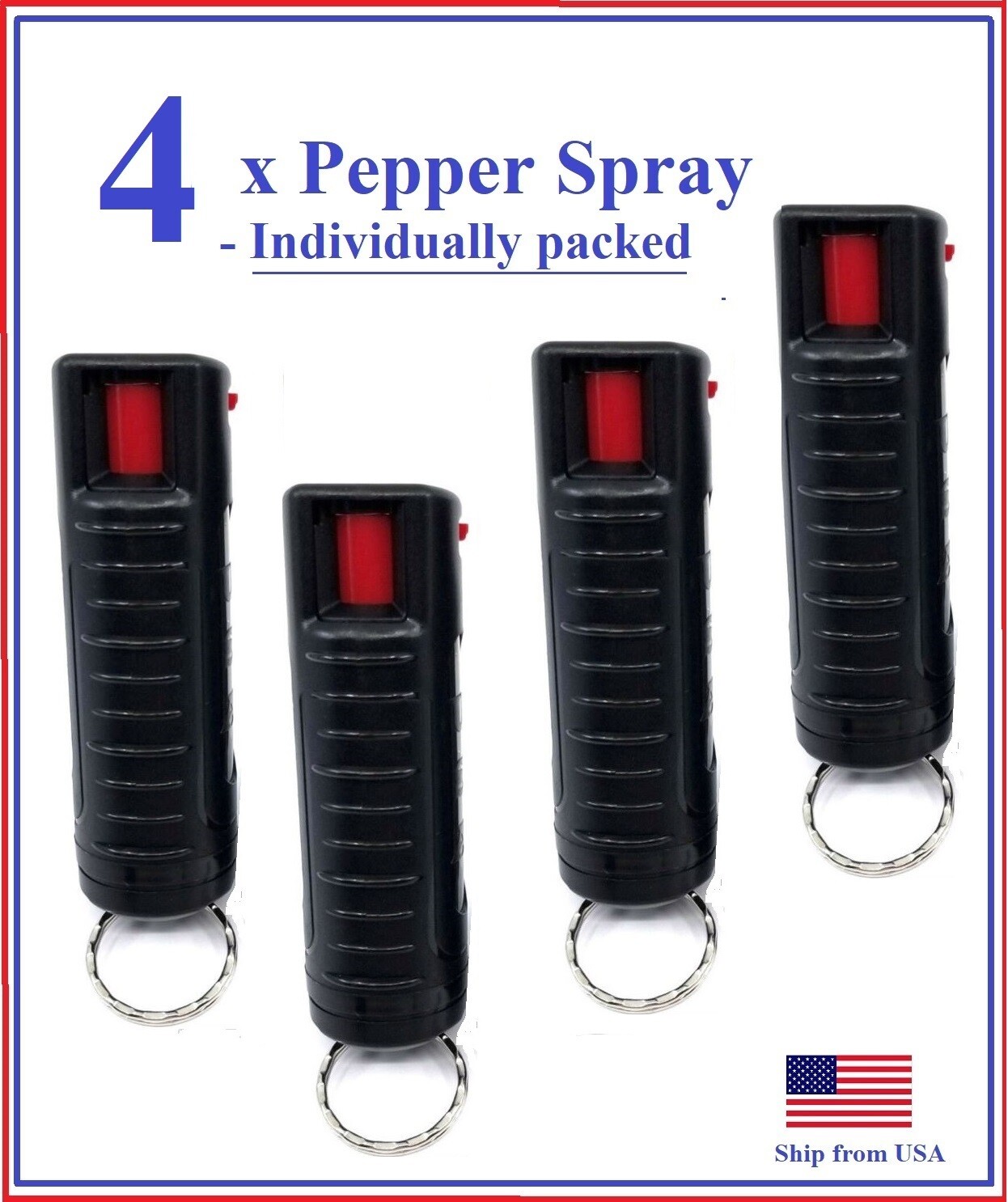 Pepper Spray with Keychain – Self Defense – Convenient to Carry – 4 Units