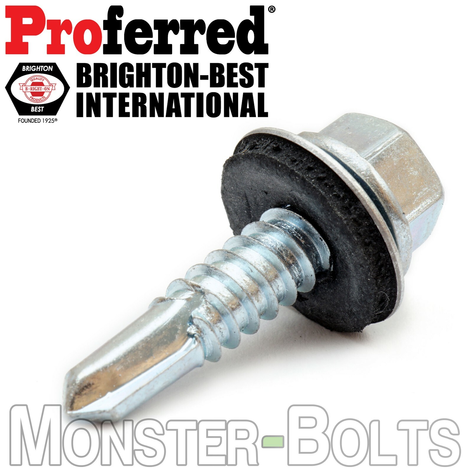 #10 HWH w Bonded EPDM Washer, Zinc #3 Point Self Drilling / Tek Roofing Screws