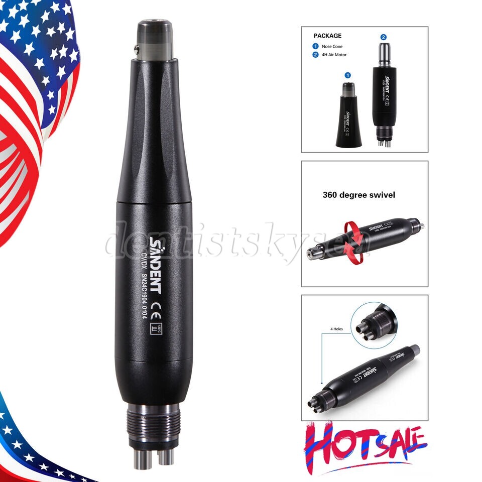 SANDENT 4:1 Reduction Hygiene Prophy Handpiece Air Motor 4Holes & Nose Cone