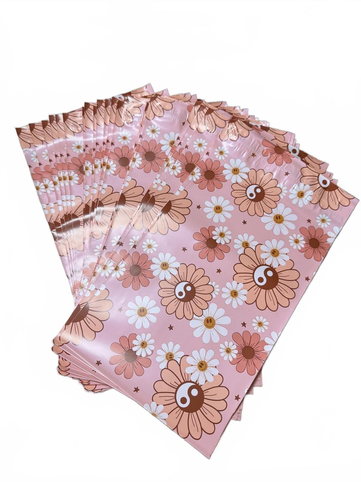 25 – 6 x 9 inches set of 25 Pink Floral Poly Mailers