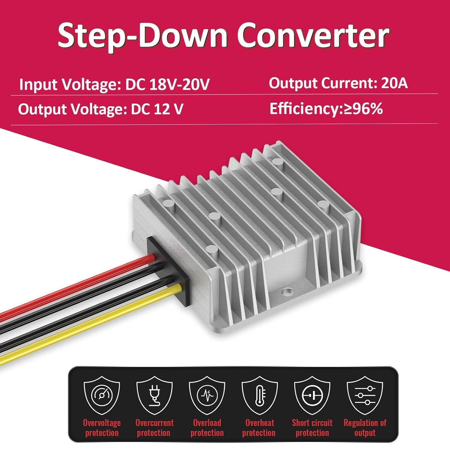 18V to 12V Step-Down Converter for Milwaukee M18 Battery Adapter DC 12V 20A 24
