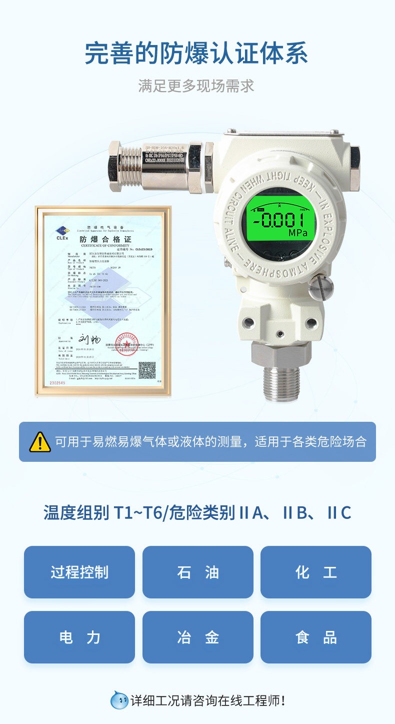 Explosion-proof Pressure Transmitter Ex d IIB T6 2088 Gauge