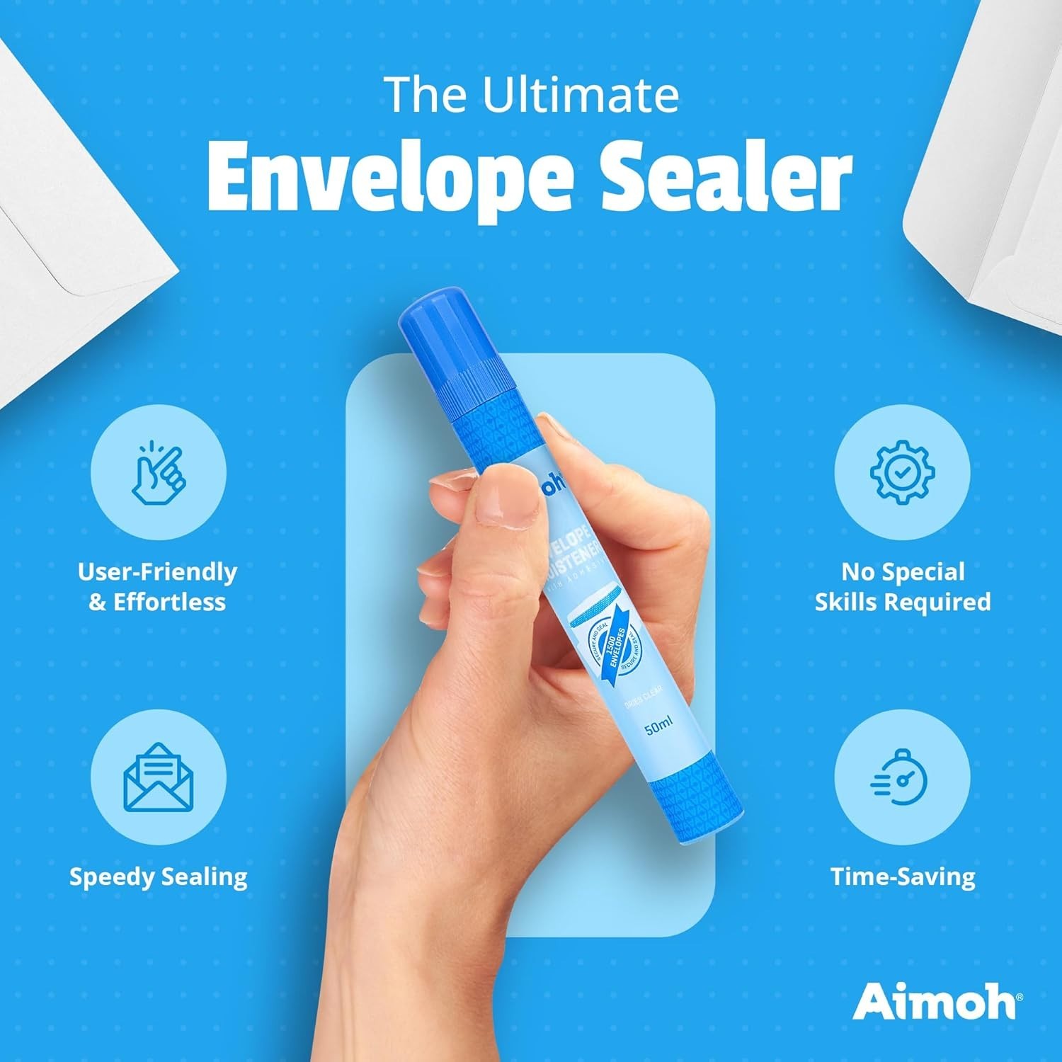 Aimoh Envelope Moistener 4 Pack Fast Drying Glue Sealer for Stamps Letters