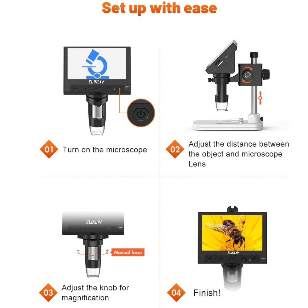 Elikliv 4.3″ LCD Digital Microscope Soldering 1000X Adult Coin Microscope Used