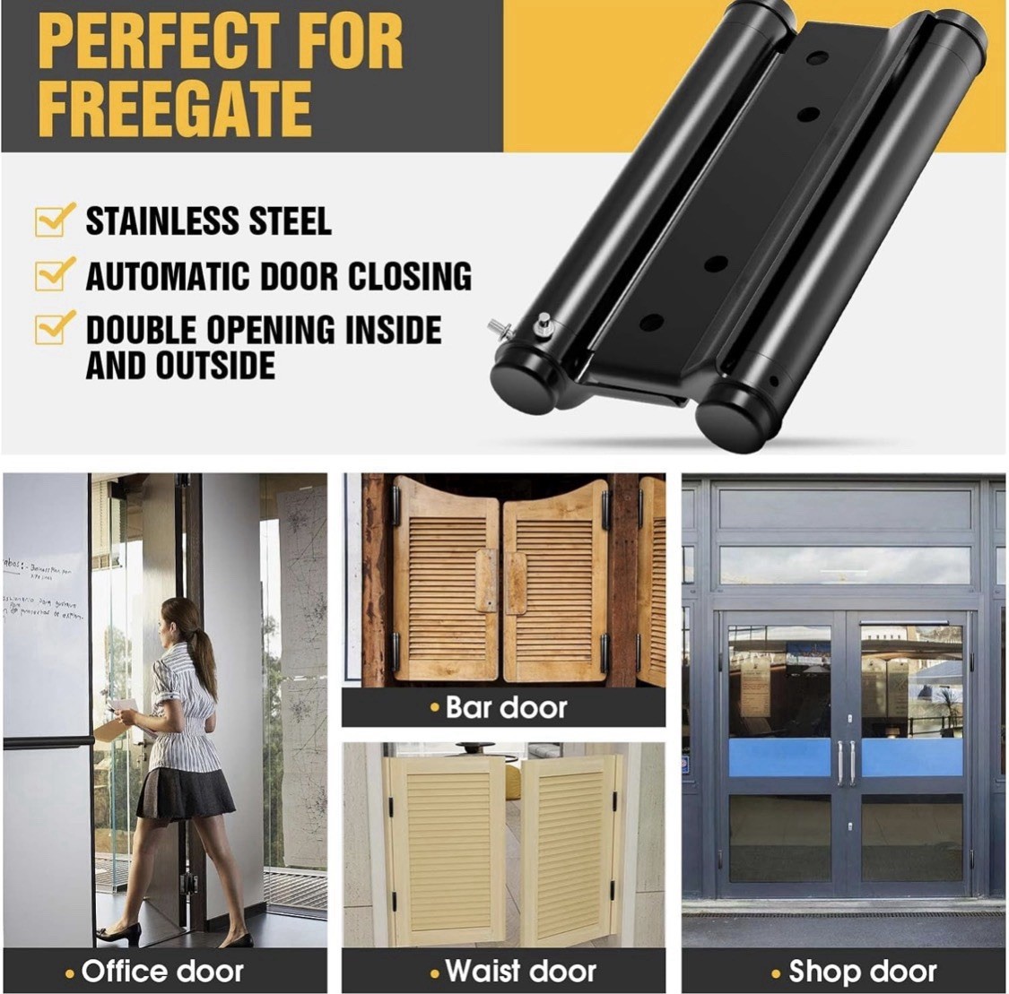 6″ Double Action Spring Hinge Black Cafe Salon Door Self Closing Hardware