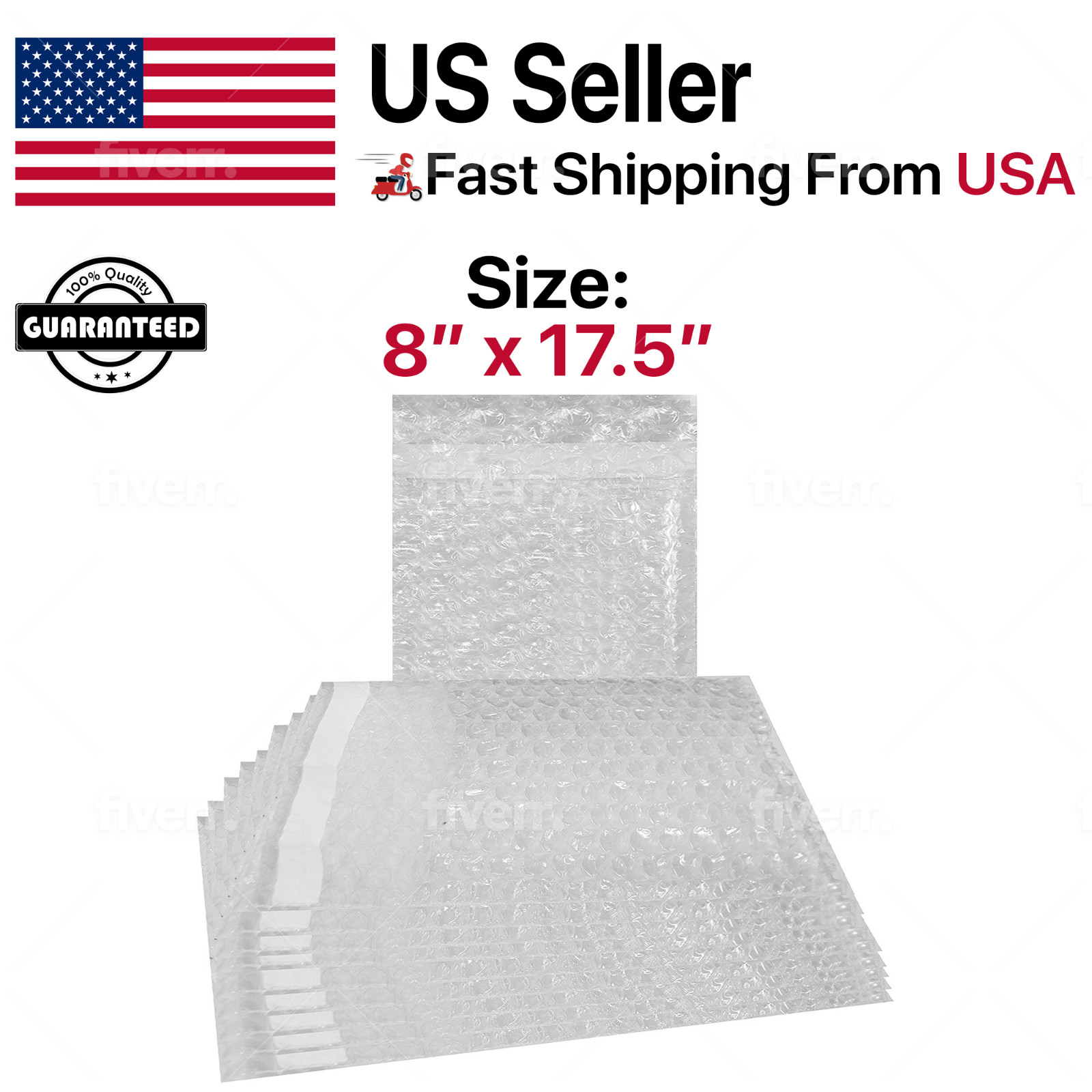 8″ x 17.5″ Bubble Pouches Bags Clear Self Seal Protective Cushioning Wrap 8×17