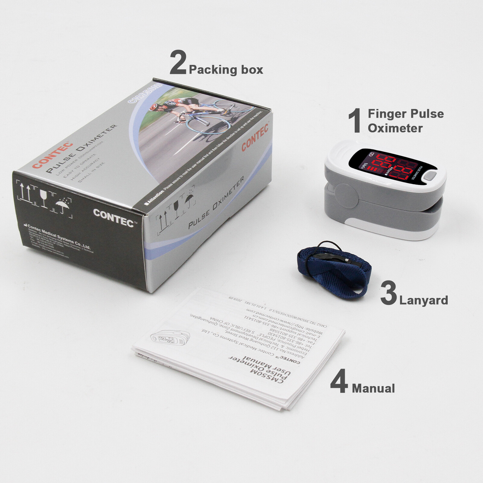 Fingertip Pulse Oximeter Blood Oxygen Saturation Monitor LED CMS50M