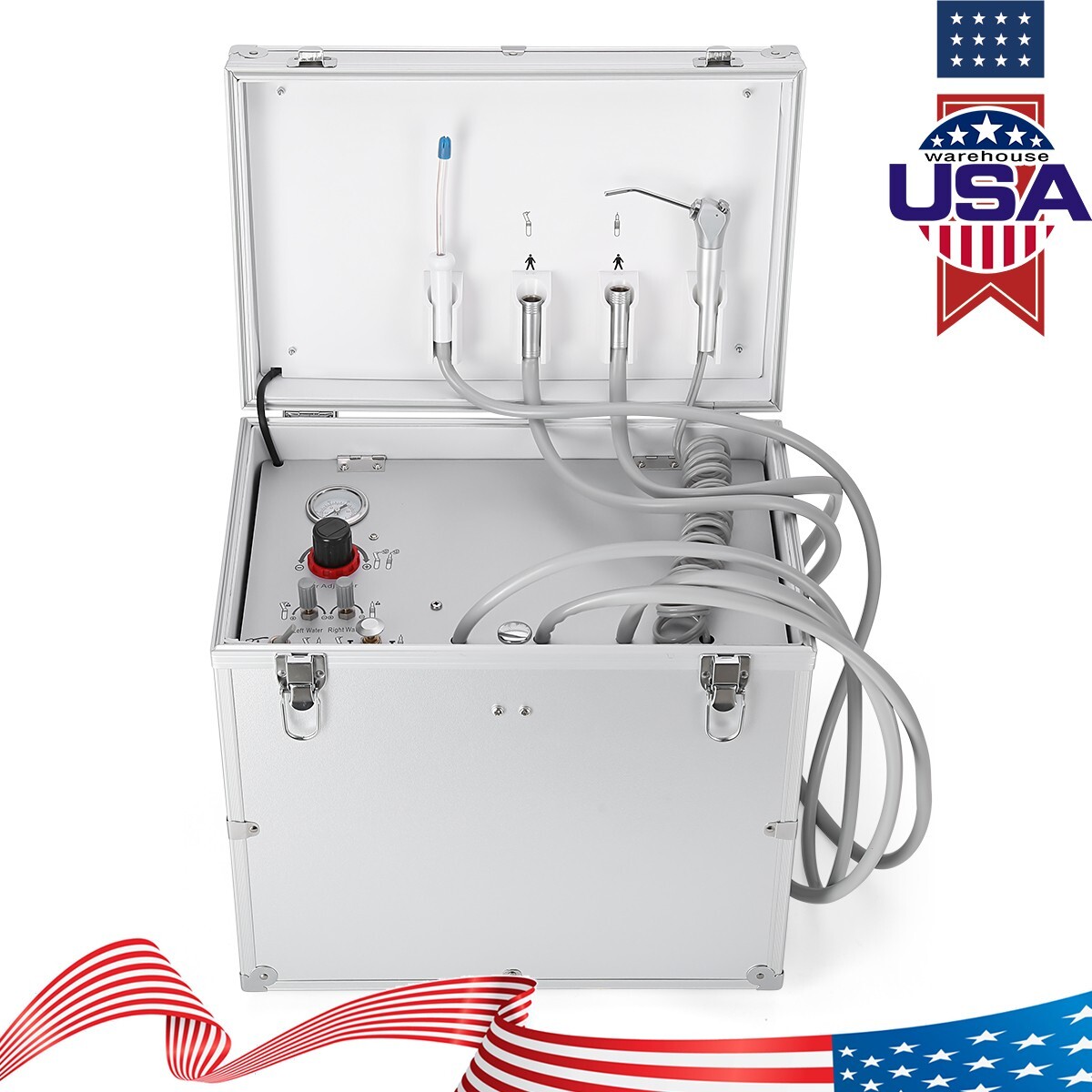 Portable Dental Mobile Delivery Unit System Air Compressor 4 Holes/Implant Motor
