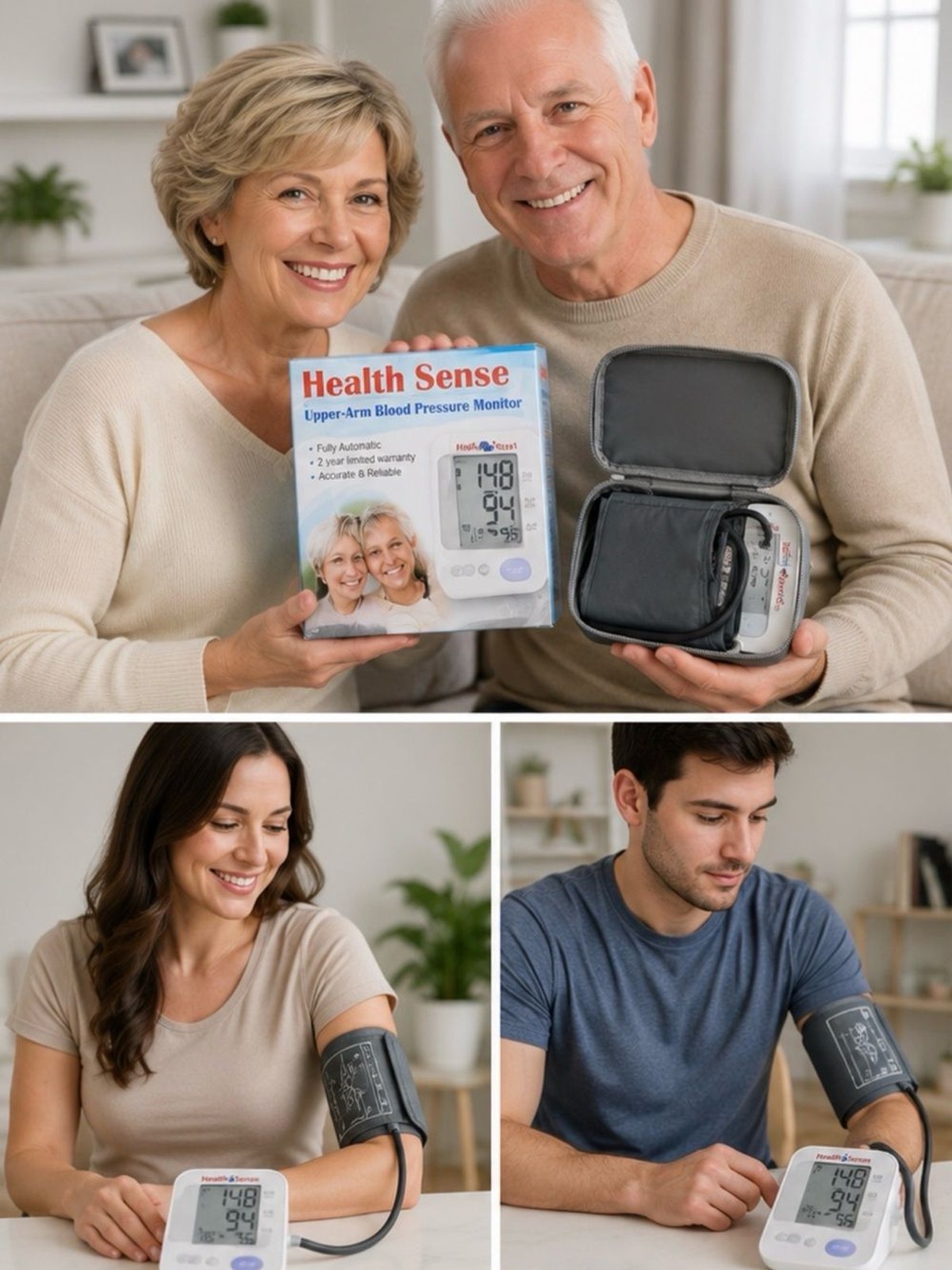 Health Sense Upper-Arm Blood Pressure Monitor – White/Grey