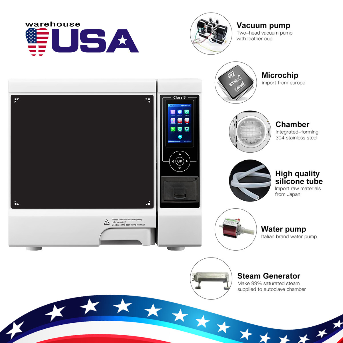 18L/22L Dental Autoclave Steam Sterilizer Medical Class B Drying/w/ Printer