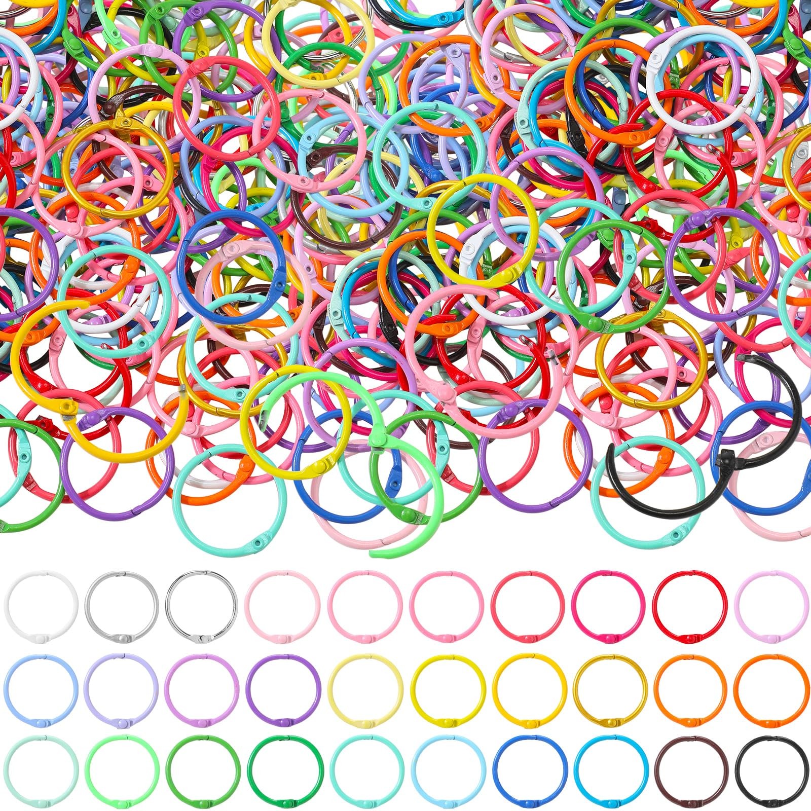 150 Pcs Loose Leaf Binder Rings Colorful Book Rings Metal Notebook Paper Flas…