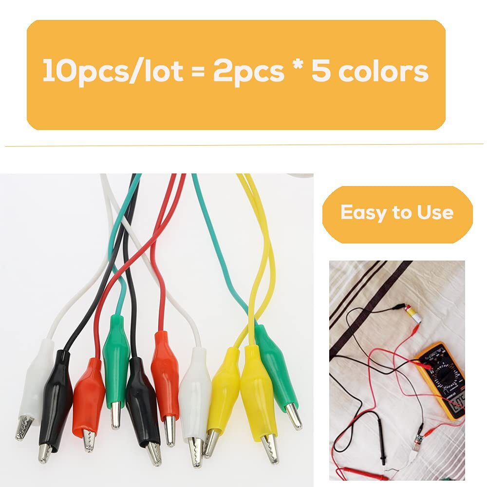 10PCS Double-ended Wire Crocodile Alligator Clips Test Leads Jumper Cable