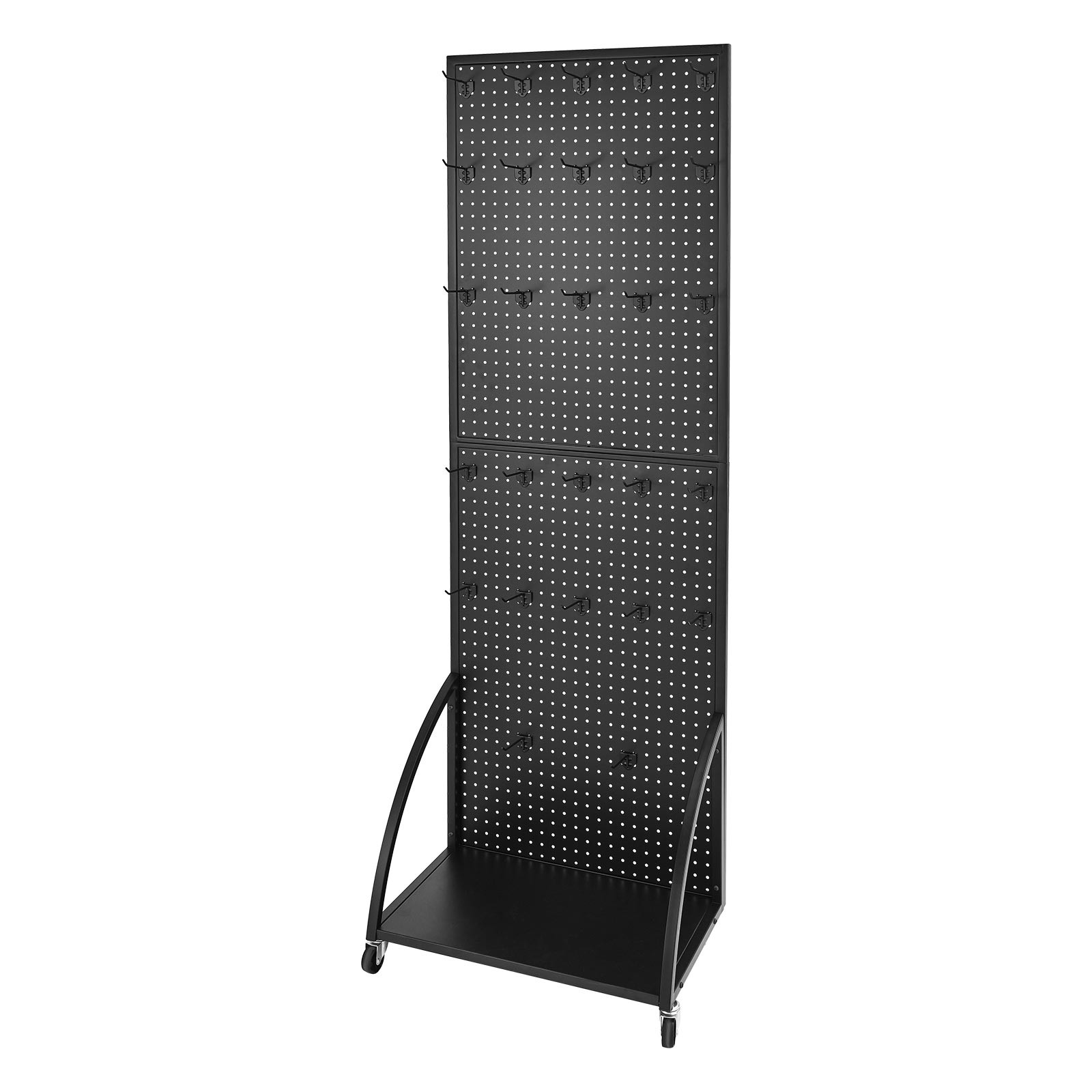 Pegboard Display Stand with 30 Hooks Pegboard Panels Display with a Plate Black