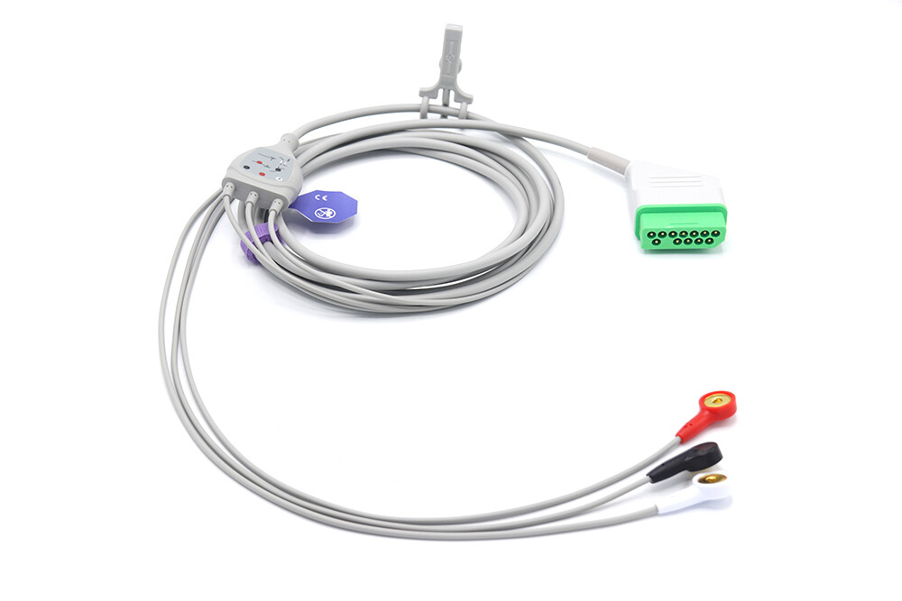 Nihon Kohden BSM Life Scope ECG Cable 3 Leads Snap Compatible- Same Day Shipping