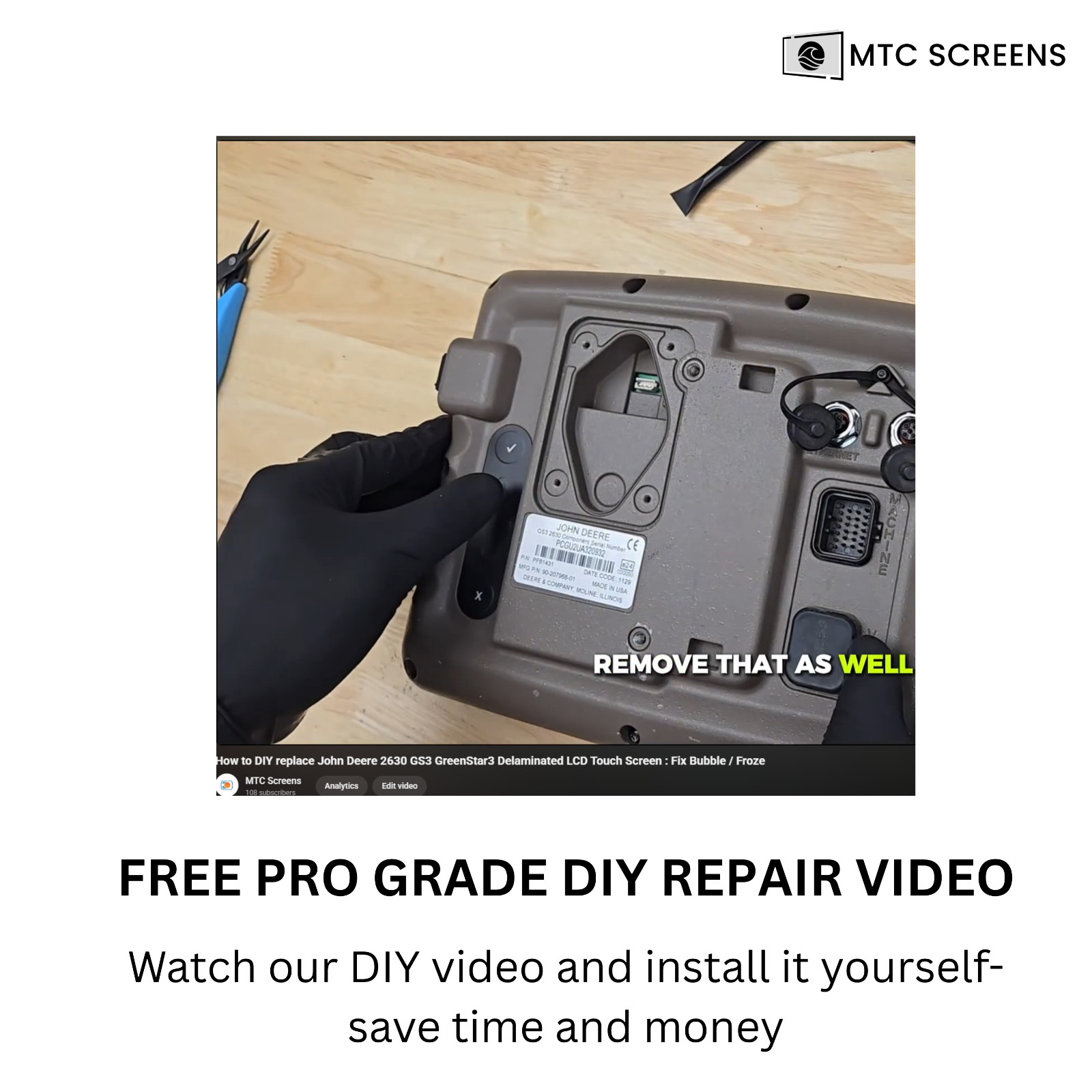 John Deere 2630 GS3 Touchscreen + LCD Combo Replacement DIY Repair Kit | USA