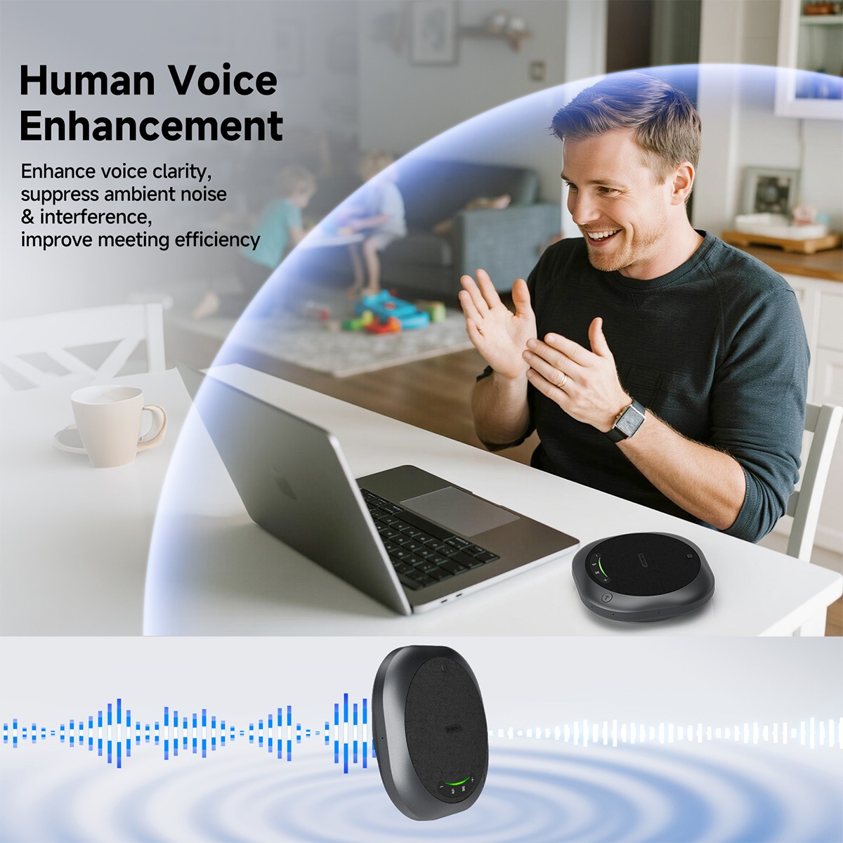 SVBONY Bluetooth Speaker Conference Microphone AI Noise Reduction 18H Call Time