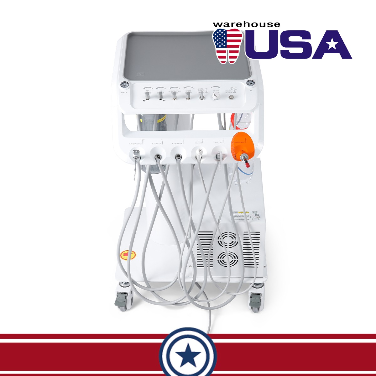 Dental Delivery Unit Rolling Cart Air Compressor Suction 4H /Lubrication System