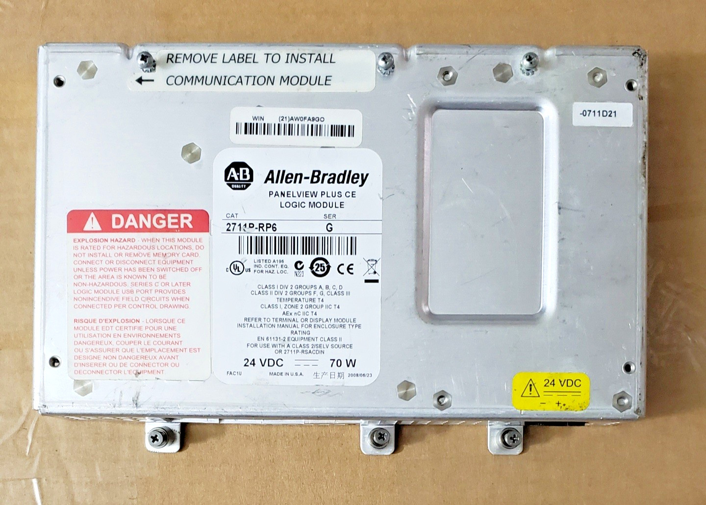 Allen Bradley 2711P-RP6 /G PanelView Plus Logic Module 128MB RAM/ FLASH *TESTED*