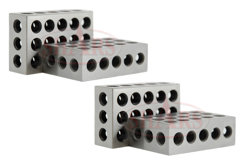 SHARS 2 MATCHED PAIRS 4 PCS PRECISION 123 1-2-3 BLOCKS BLOCK 23 HOLES .0002″ P]