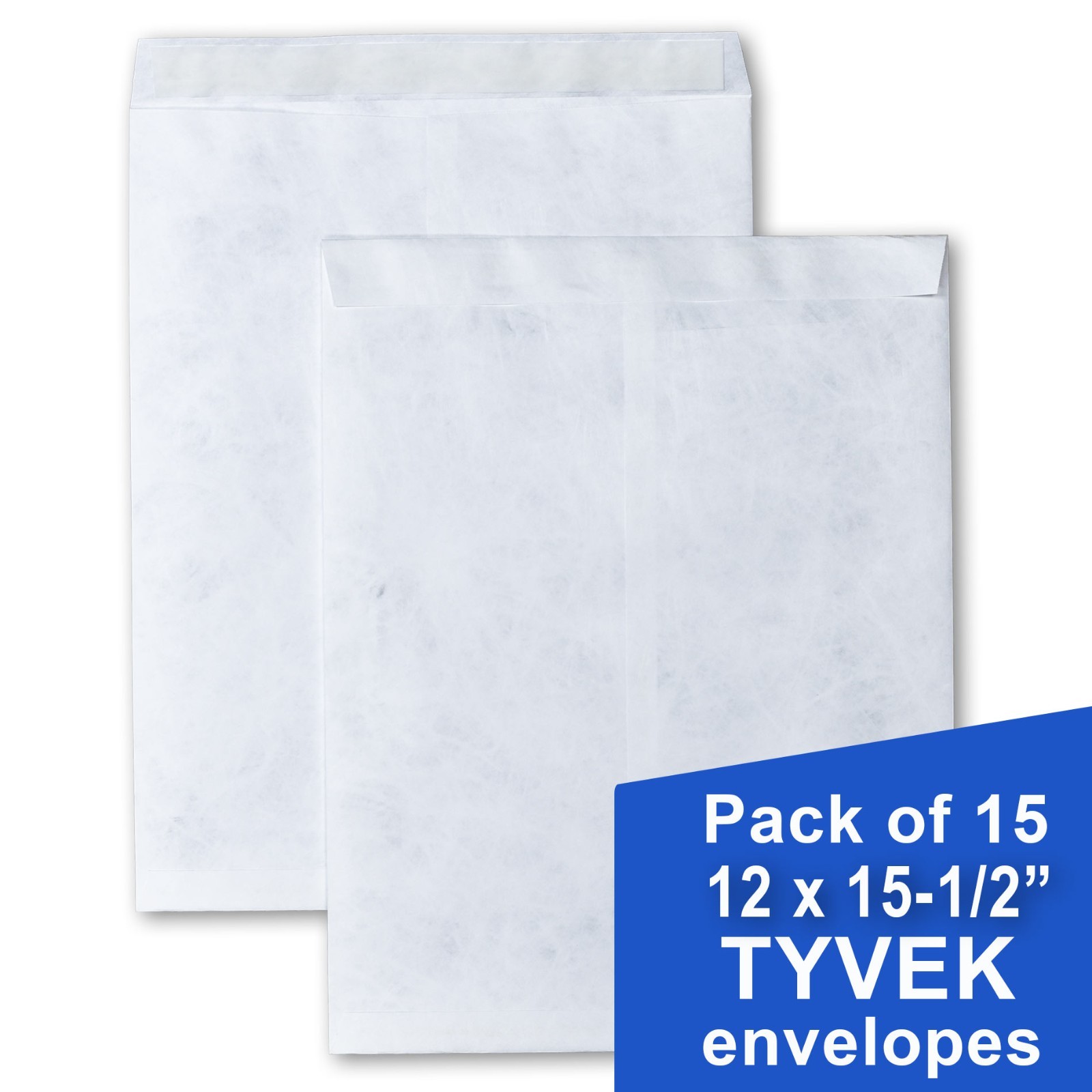 Tyvek Envelopes 12 x 15-1/2″ White, Self-Stick, Pack of 15, FREE Shipping