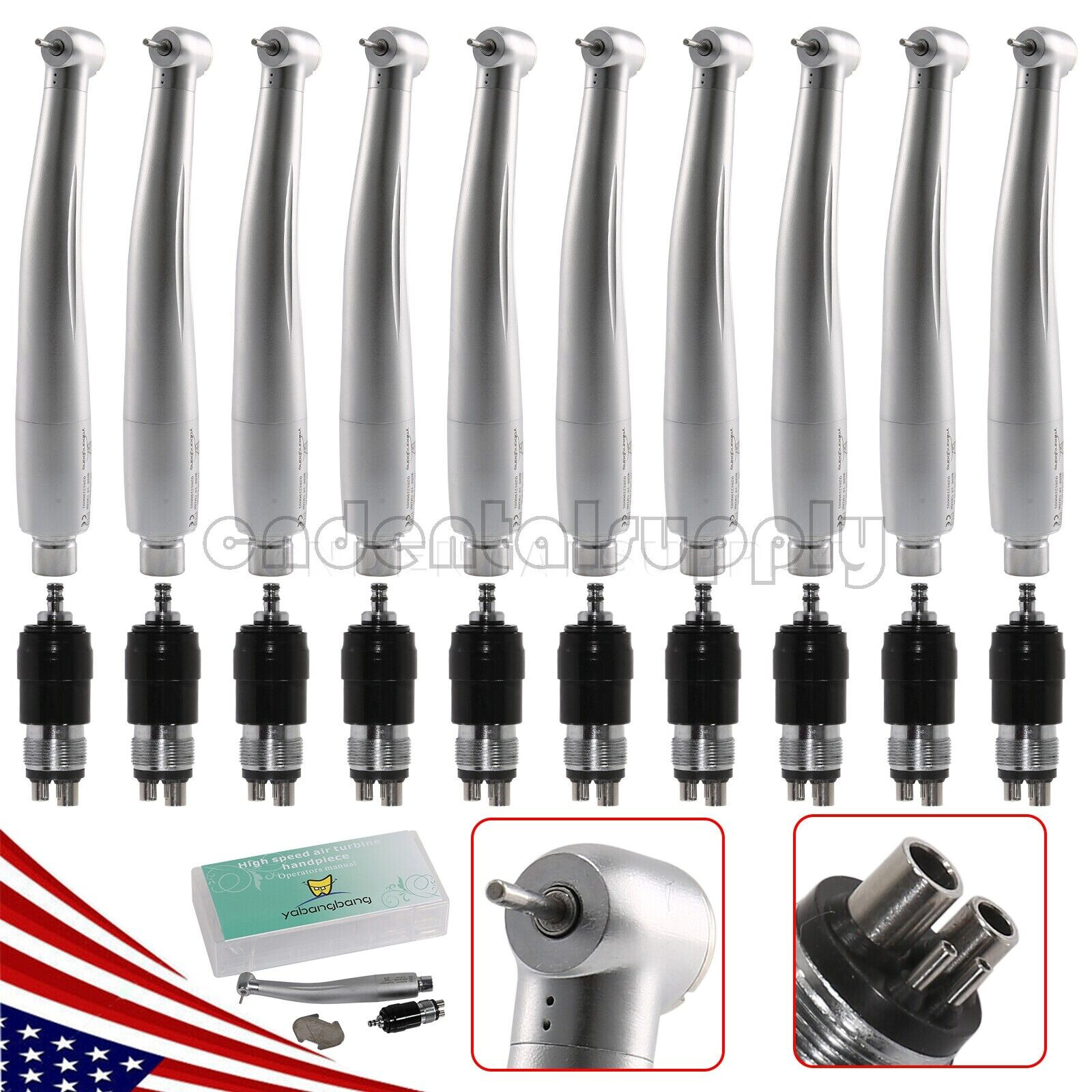 10*NSK Style Dental High Speed Turbine Handpiece with Quick Coupler Swivel 4Hole