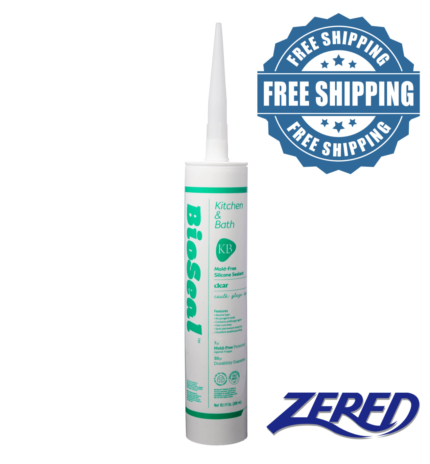 BioSeal Clear Silicone Caulk Sealant -No Odor & Mold / Waterproof Kitchen & Bath