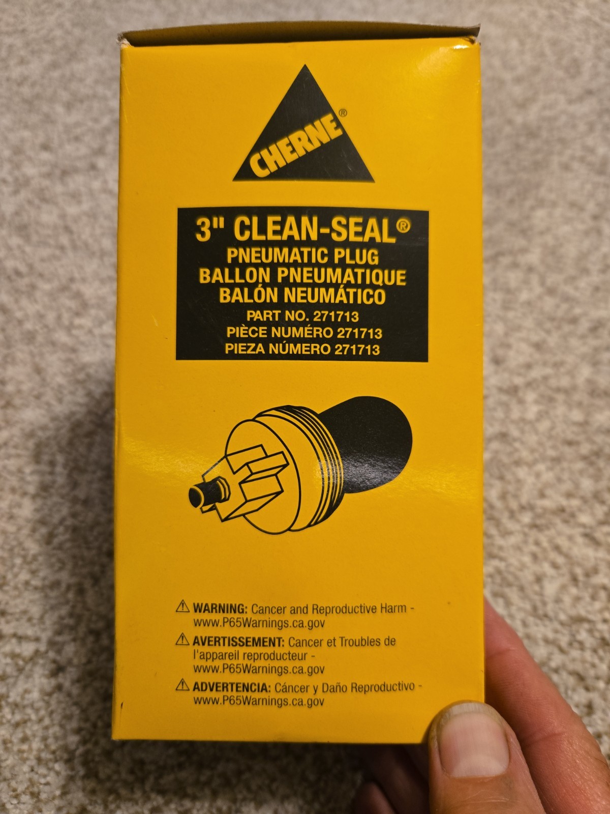 Cherne Industries 271-713 3″ Clean Seal Plug Fitting Black and Yellow 35 Psi